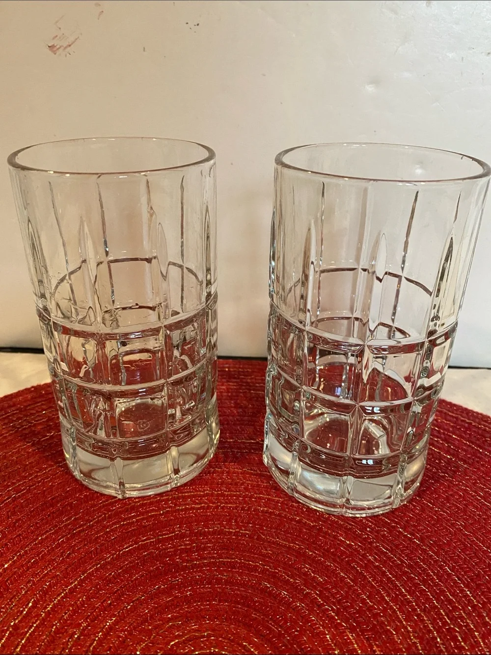 Vintage Anchor Hocking Tartan/Manchester Pattern, Set of Two, 12 Ounce Glasses